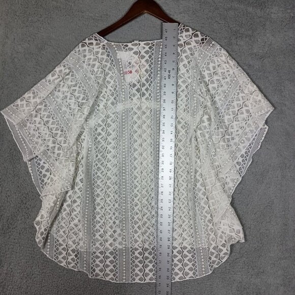 Becca Rebecca Virtue Swim Cover-Up Women XS-S Ivory Gold Tunic Top Lace Boho NWT - Picture 10 of 13